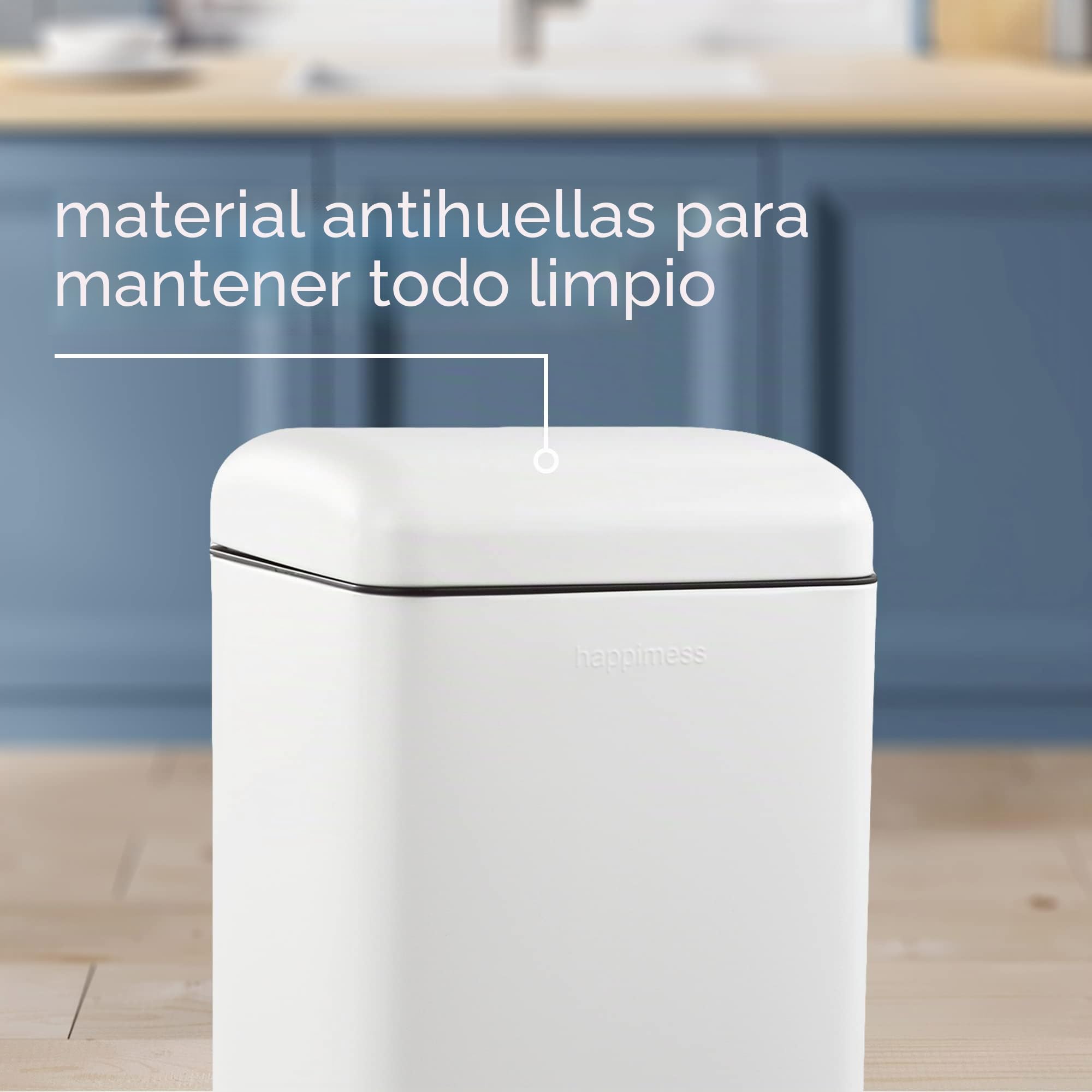 happimess HPM1007A Betty Retro 30 Litros Pedal Apertura Bote de Basura con Pedal para Cerrar con Suavidad, Blanco