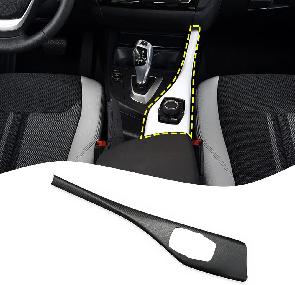 Car Center Console Multimedia Trim Panel Cover for 2012 to 2018 BMW 1 Series 2 Series F20 F21 F22 Real Carbon Fiber Automotive Interior Trim Accessories (Matte Black Carbon - Version A)