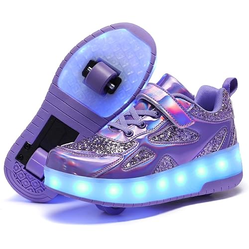 Ufatansy Roller Shoes for Girls Roller Skates Shoes USB Charging Shoes for Kids Skates Boys Sneakers Gifts