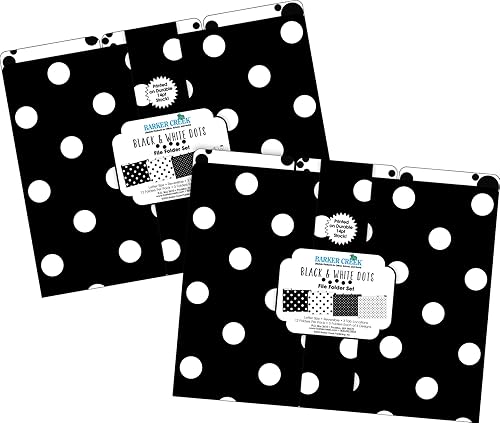 Miniatura 3 de Barker Creek Carpetas de archivos Juego de 24 carpetas de tamaño carta de puntos en blanco y negro, 14 puntos, juego de múltiples diseños, pestañas
