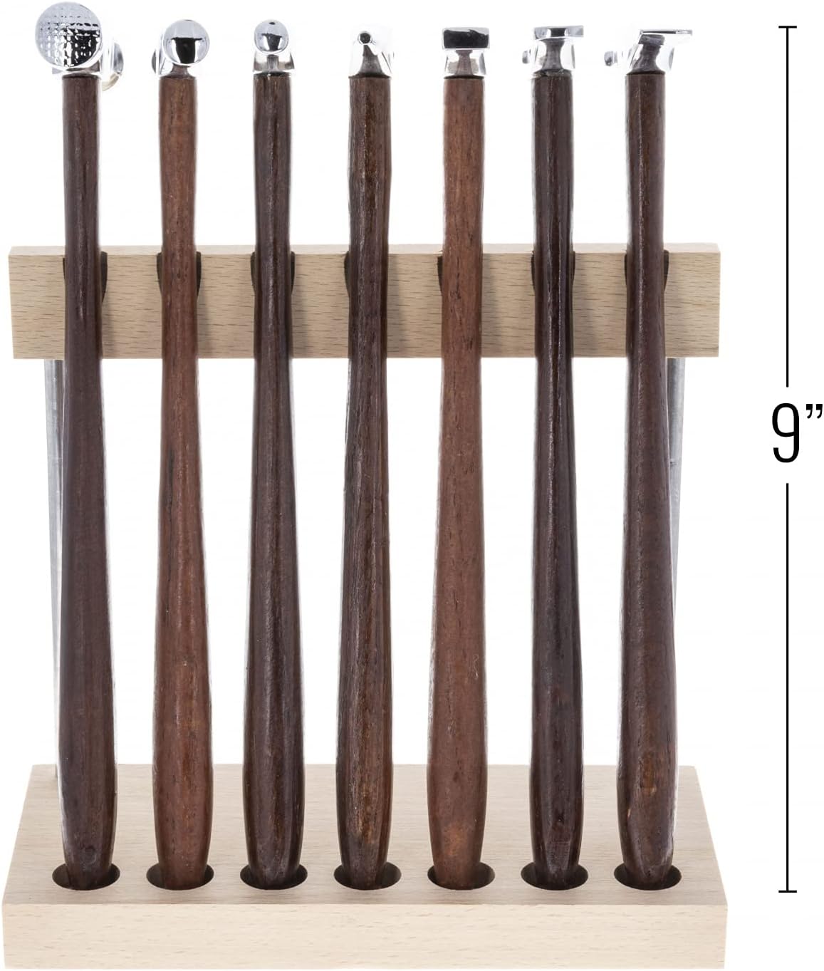 7pc Specialty Double-Ended Jewelers Hammer Set with Display Stand, Artisan Jewelry Making Tools