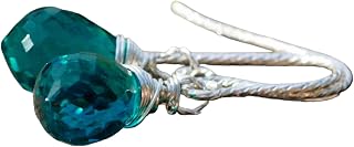 Small Paraiba Teal Tourmaline Earrings Sterling Silver 925, October BIrthstone, Hooks