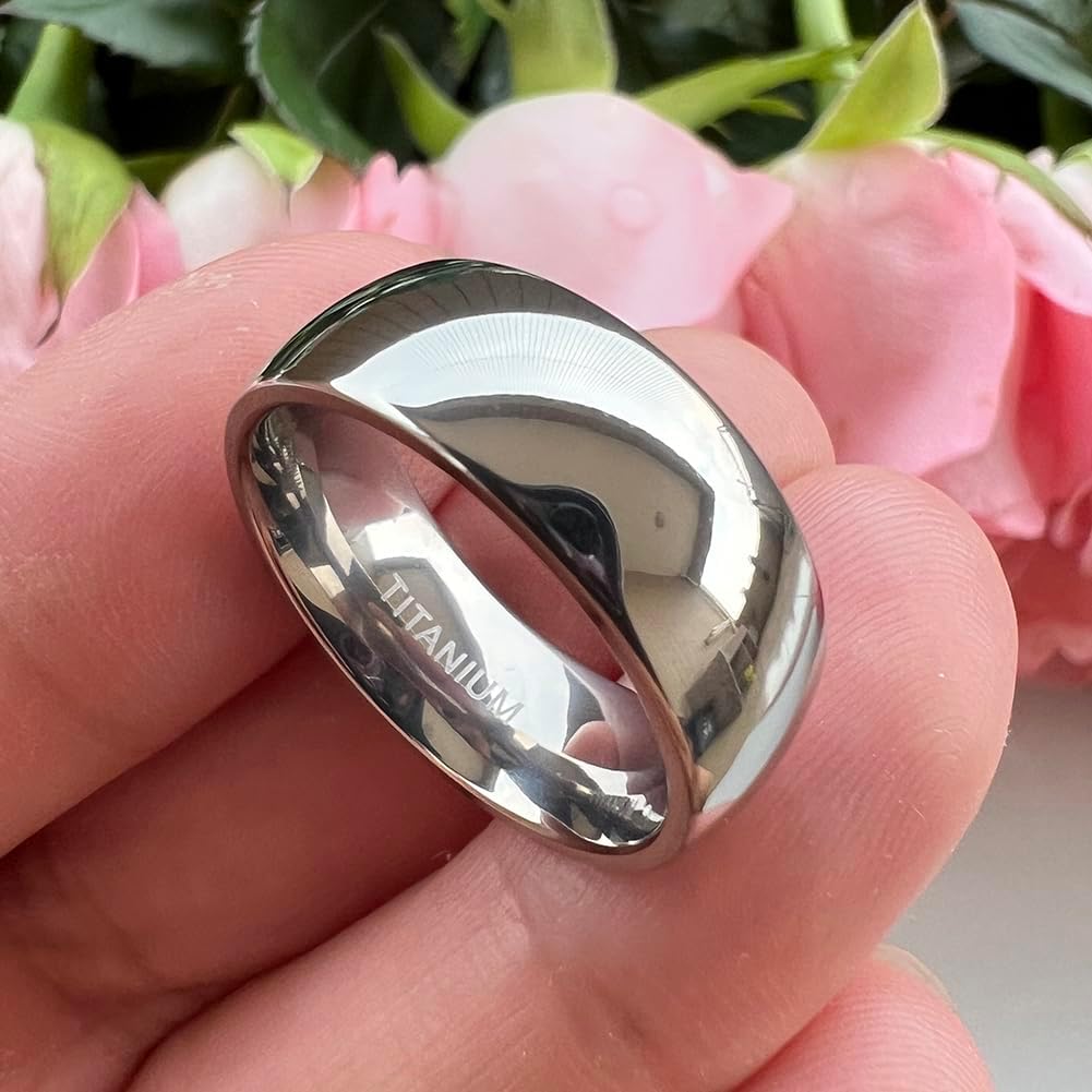 6mm 8mm Silver/Gold Titanium Rings for Men Women Fashion Jewelry Engagement Wedding Bands Domed Polished Shiny Comfort Fit - Image 2