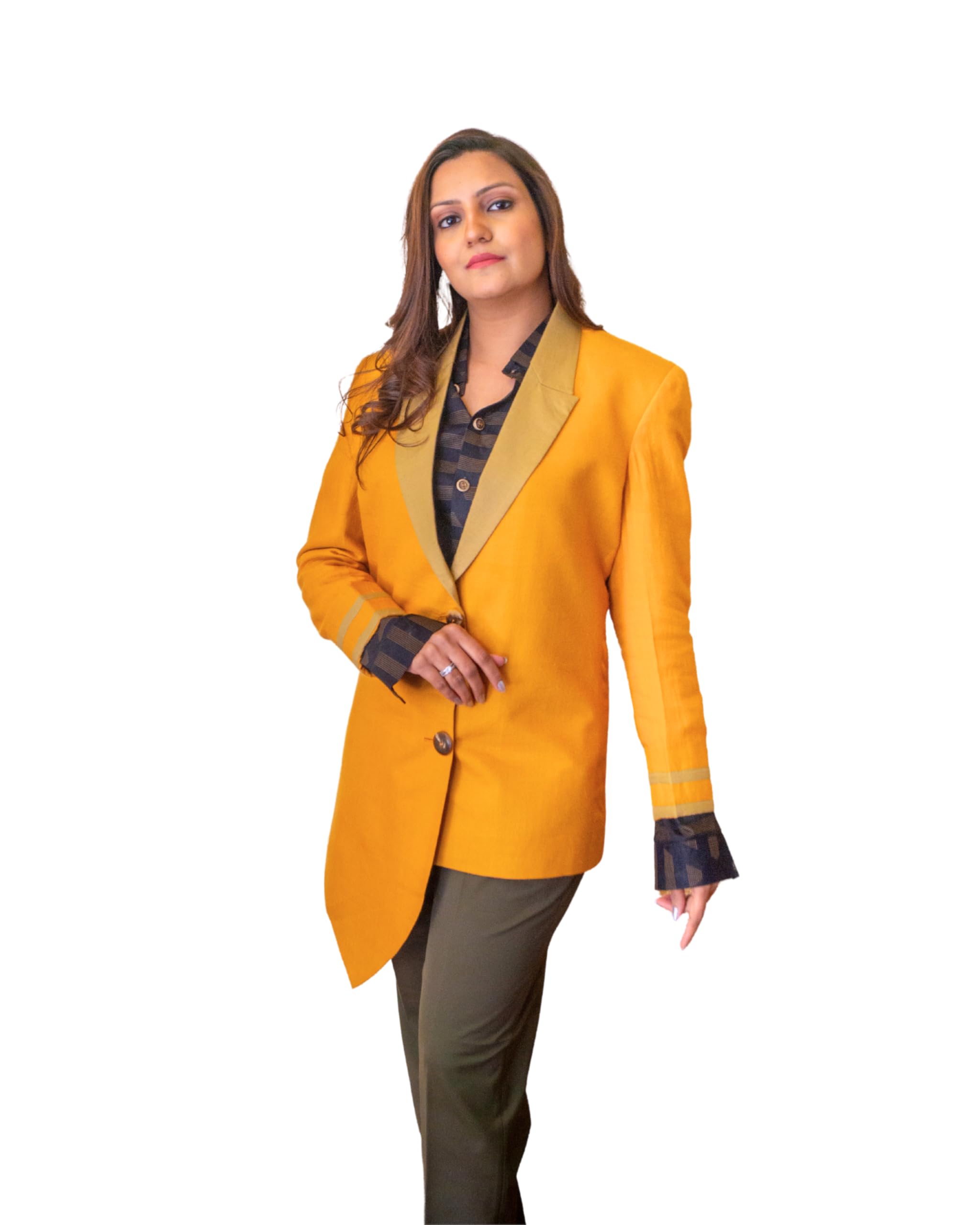 rajneel prithvisanyogita Women's Pashmina Blazer with Notched Lapel and Button Closure | Structured Outerwear | Full Sleeve Design | Classic Fit Jacket for Layering-picture-41