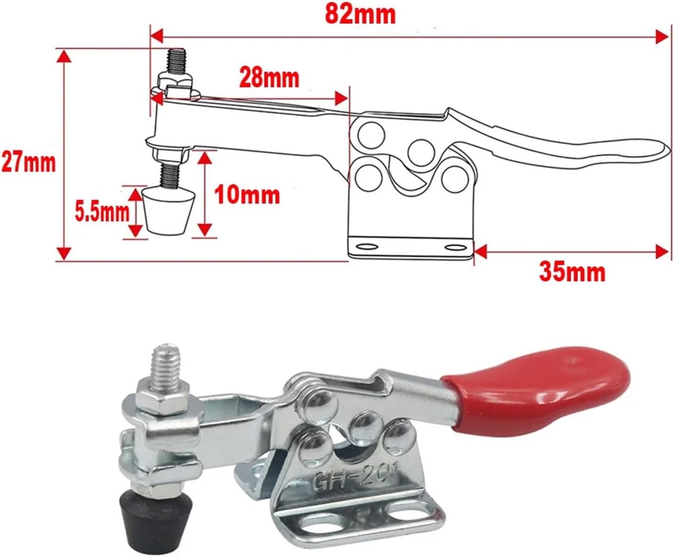 Toggle Clamp Quick-Release GH-201 Lever Clamp Horizontal Toggle Clamp Quick-Release Workbench Clamping 27KG Clamps for Tools(4pcs)