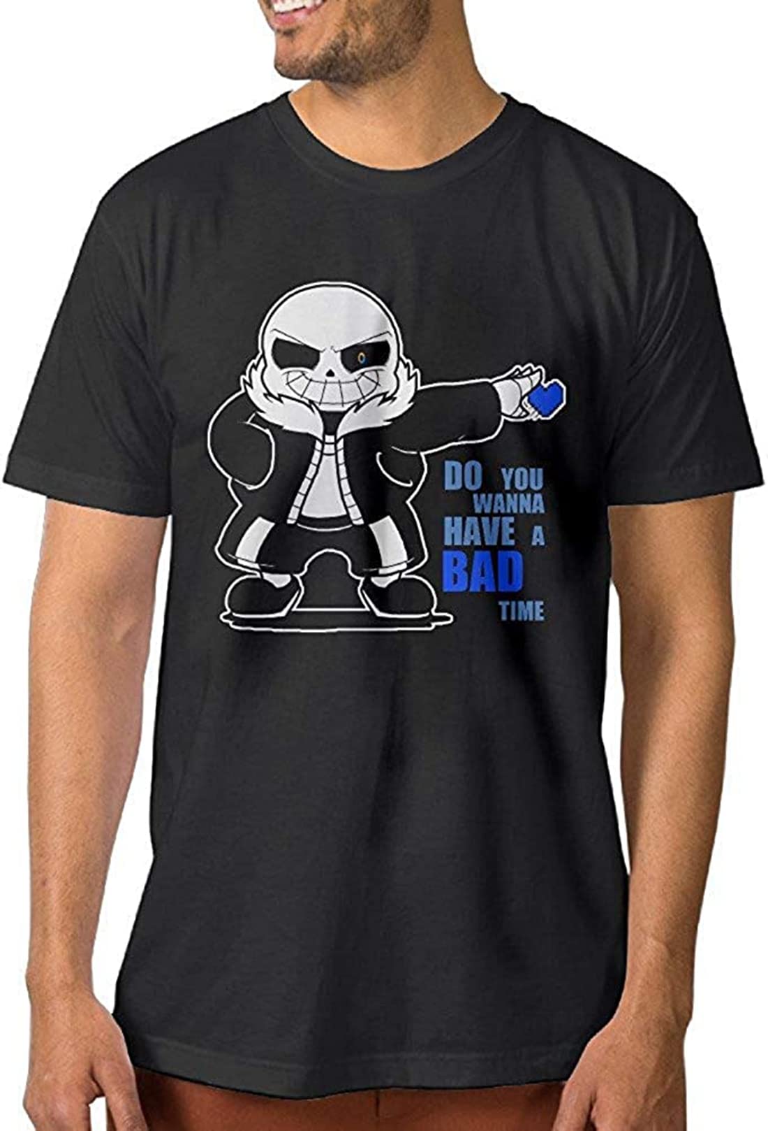 MUJING CEDAEI Undertale Sans DO You Wanna Have A Bad TIME Men's Cute T-Shirt Black