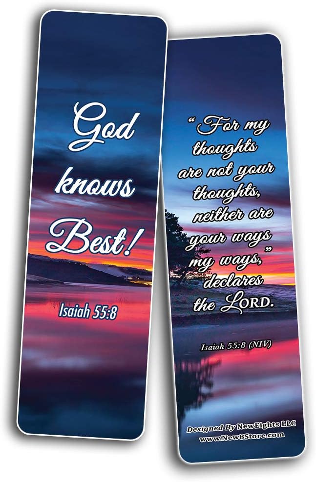 NewEights Seek God's Plan Memory Verses Bookmarks (60-Pack) - Great Gifts for ministries and Sunday Schools Christian Stocking Stuffers Birthday Assorted Bulk Pack - Church Memory Verse Sunday Gifts