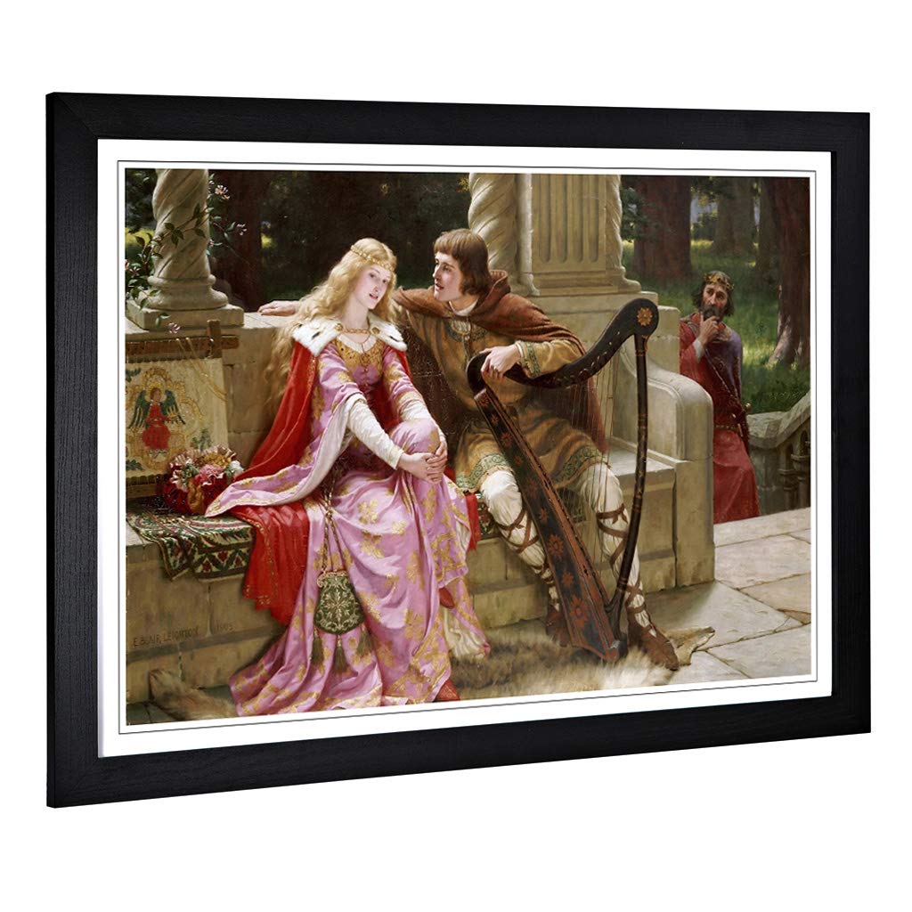Big Box Art Framed Print of Edmund Leighton Tristan and Isolde Design | Wall Art Picture | Home Decor for Kitchen, Living Room, Bedroom, Hallway, Black, A2 / 24.5x18 Inch / 62x45cm