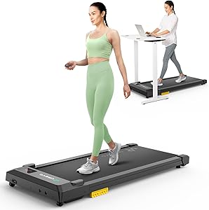 UREVO Smart Walking Pad, kompaktes Laufband unter Schreibtisch mit Acht-Punkt-Stoßdämpfungs, UREVO APP Smart Coach Unterst…