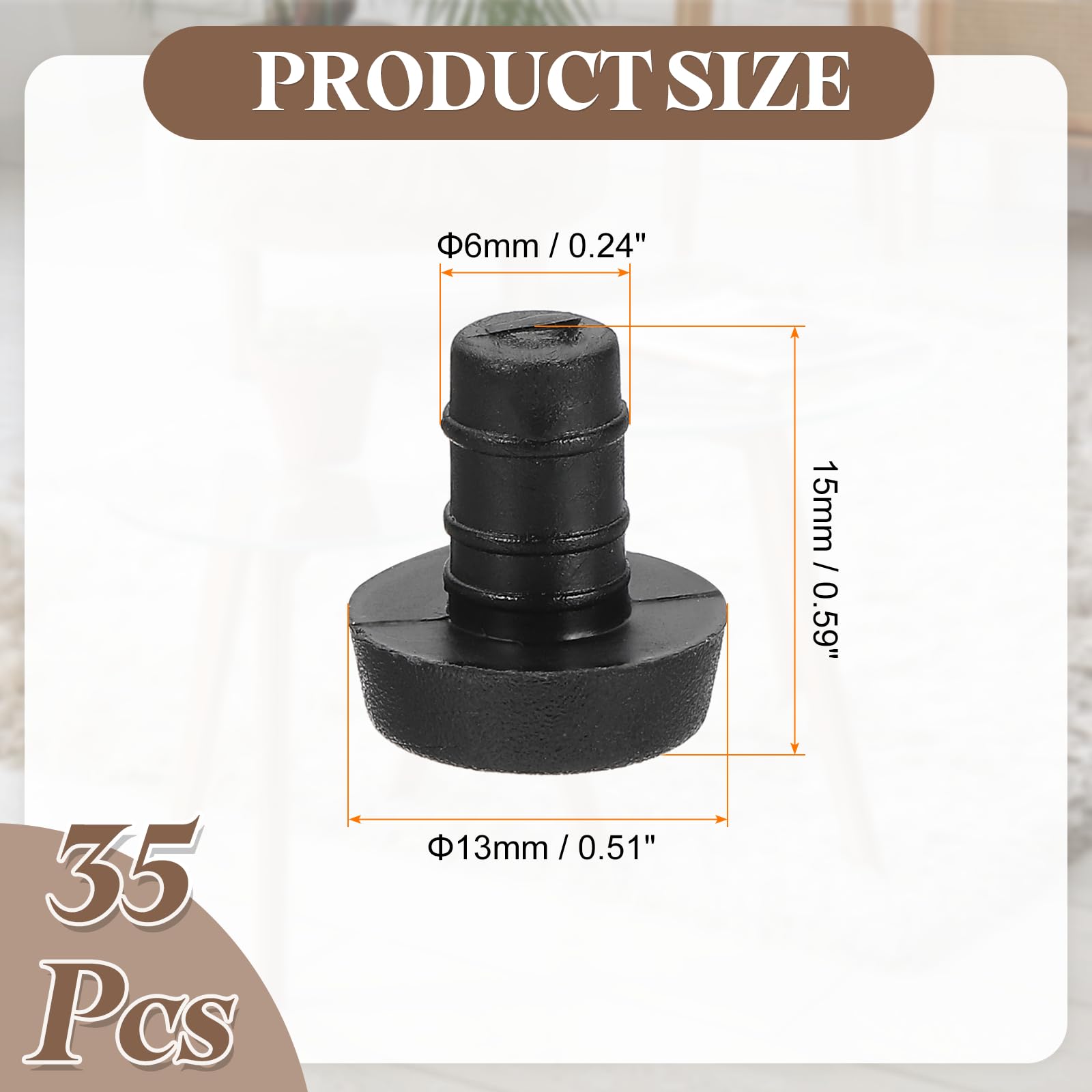 PATIKIL 6 x 13mm Soft Stem Bumpers, PE Anti-Collision Embedded Bumpers Flat Anti-Slip Pads for Patio Table Cabinet Furniture - Image 2