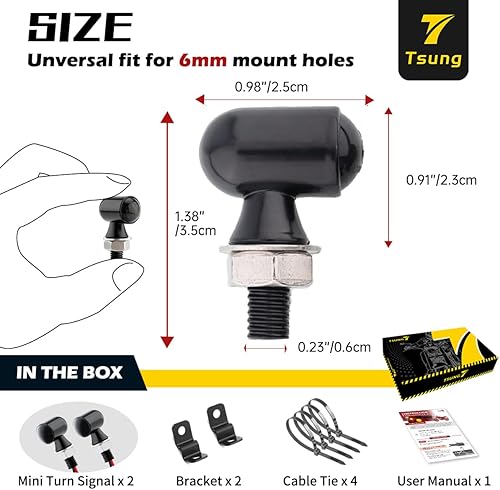 Vista 23 de TSUNG Mini luces intermitentes LED para motocicleta, micro intermitentes para delantero/trasero, universal, pequeño indicador para Cafe Racer Bobber