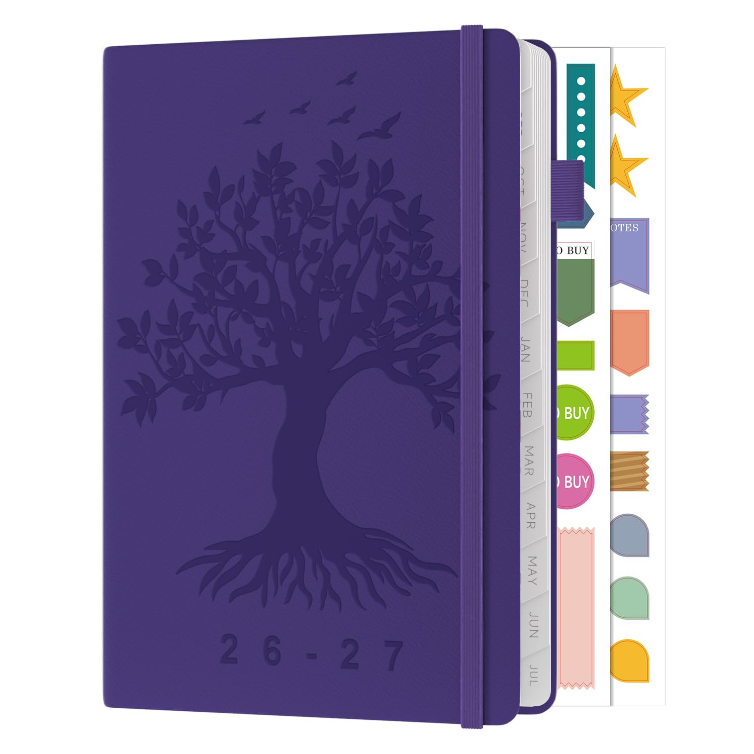Academic Diary 2026-2027 Week to View A5, August 2026 - July 2027, 26/27 Weekly & Monthly Planner with UK Holidays, Elastic Closure, Pen Loop, Grey Monthly Tabs, Inner Pocket