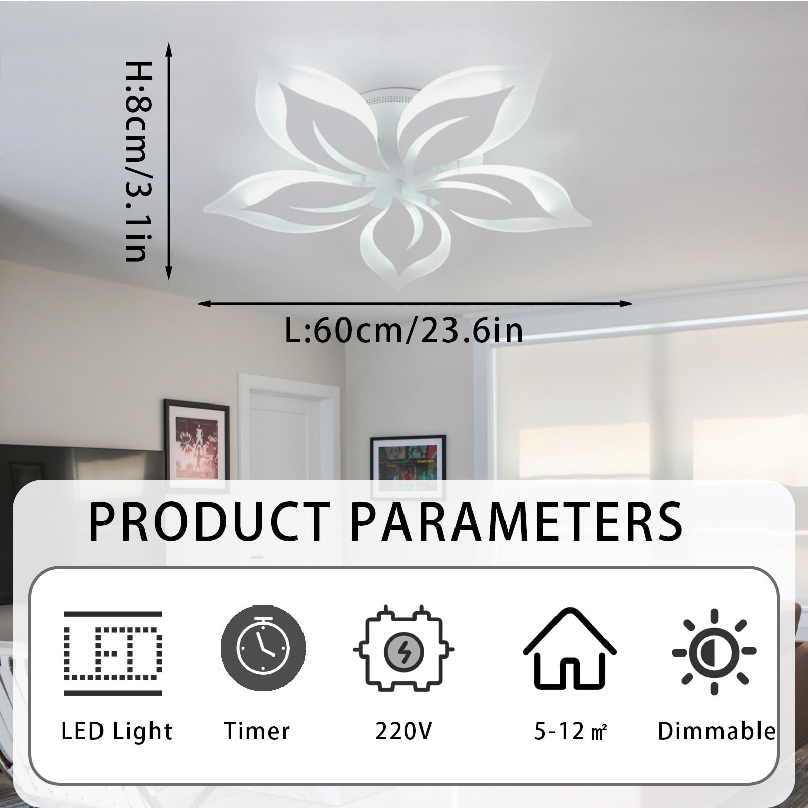 Lampa Sufitowa LED Kwiat Pilot APP Nowoczesna Lampa Sufitowa Duża Możliwość Przyciemniania 3000K-6000K Oświetlenie Sufitowe W Salonie 50W Inteligentne Do Sypialni, Przedpokoju, Jadalni