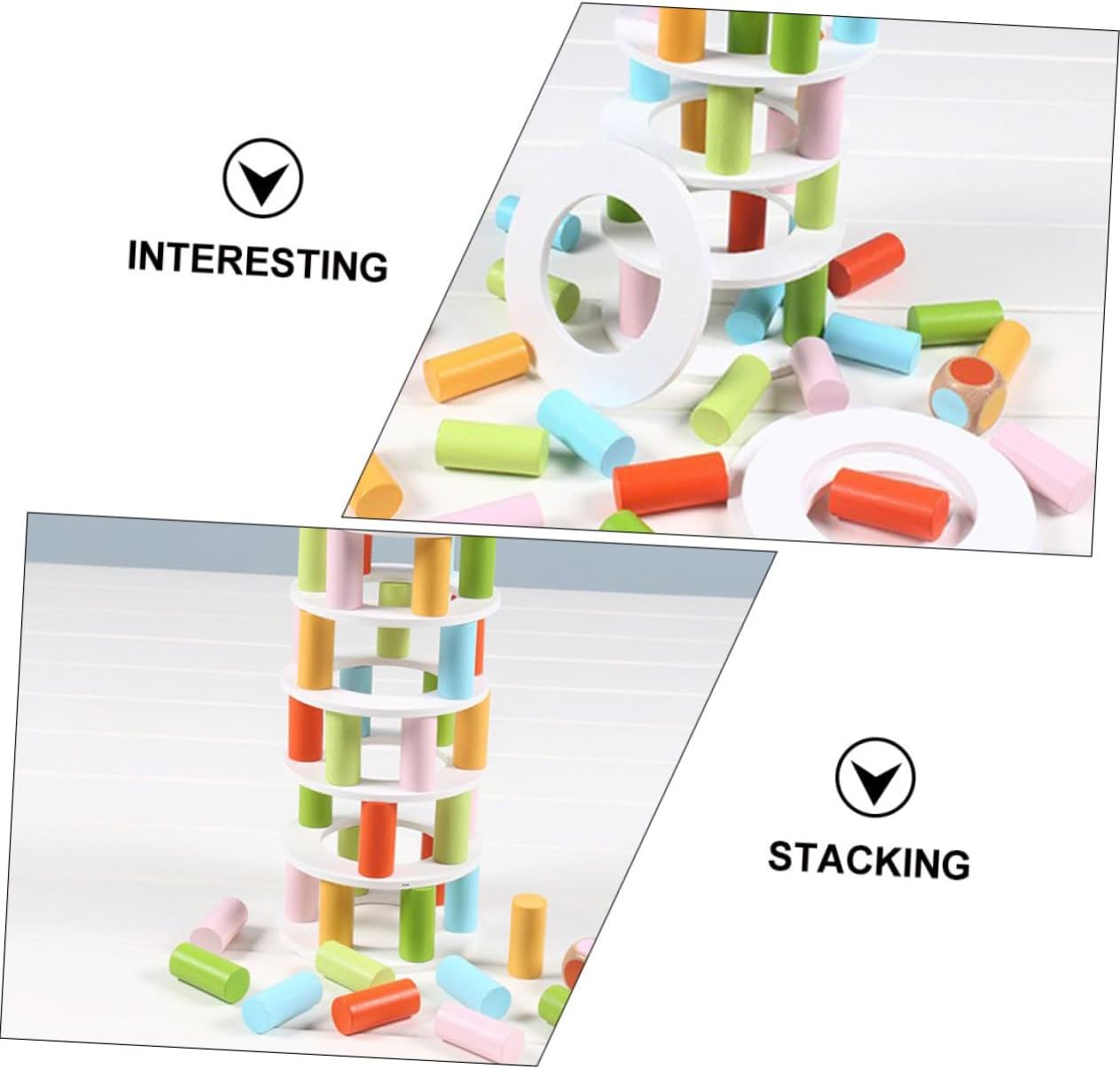 BESPORTBLE 1set Wooden Balance Stacking Game Educational Toy for Boys and Girls Develops Fine Motor Skills and Creative Thinking for Family Fun and Early Learning