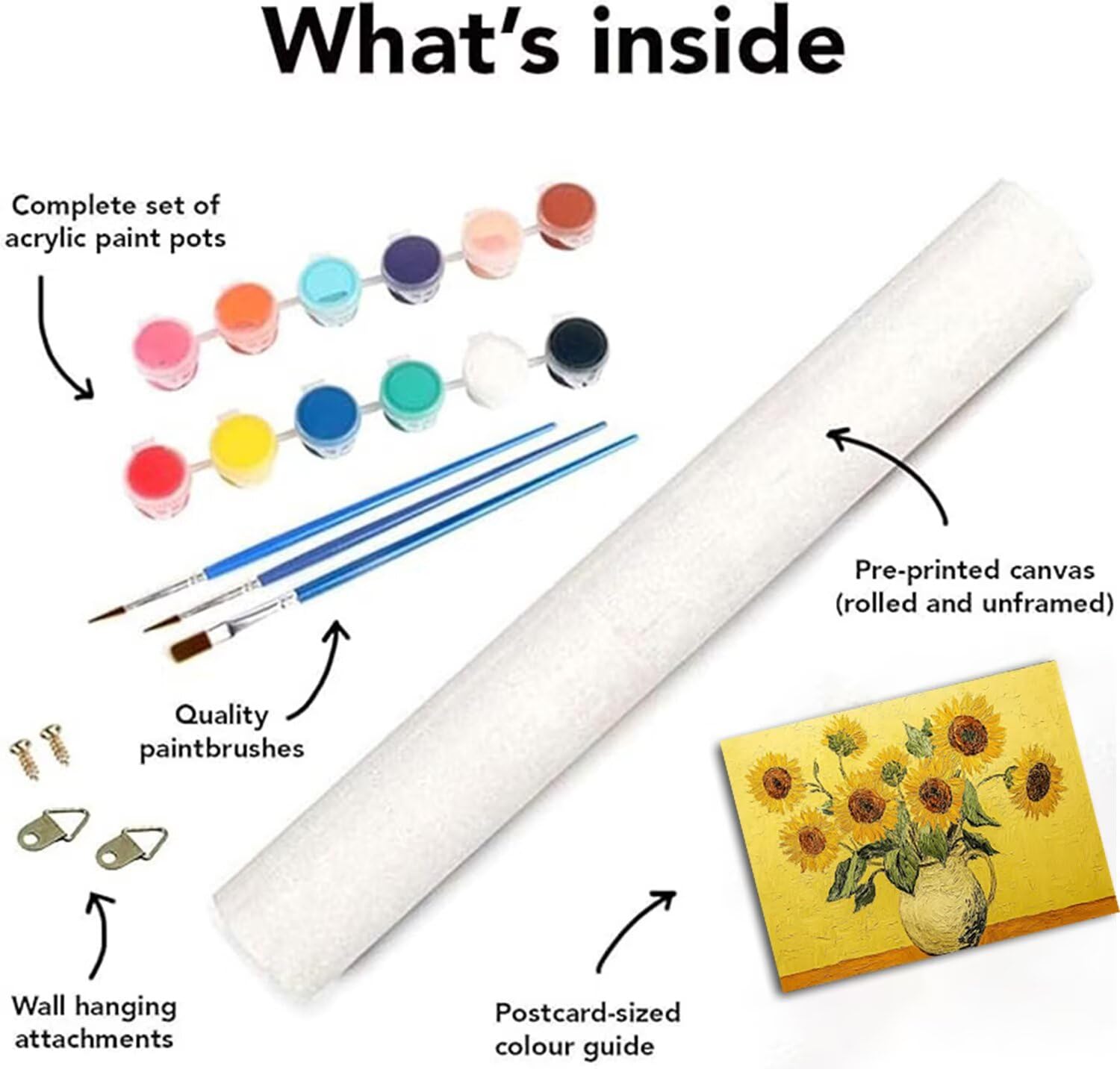 Żółty Malowanie po numerach Słonecznik Malowanie według numerów Dzieci, DIY Kolorowanie Dorośli Początkujący Kolor według numerów Zestaw do malowania pędzlem Pigment akrylowy do dekoracji domu