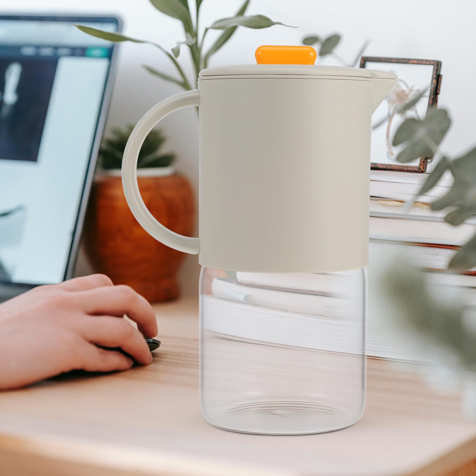Jarra de Agua Grande con Tapa Automática Capacidad Amplia para Jugos y Bebidas Frías Resistente y Fácil de Limpiar para Hogar y Fiestas