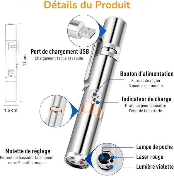 Cat & Moustache - Un Jouet Stylo Intéractif pour Chats et Chiens 7 en 1, Jeux d'exercice Stimule Instinct Naturel et Favorise Activité Physique avec 3 Modes Réglables - Stylo Rechargeable Prise USB - 1