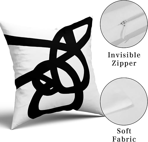 Miniatura 7 de Kawani Juego de 2 fundas de almohada de 20 x 20 pulgadas en blanco y negro con línea de arte de graffiti abstracto, decoración bohemia para el