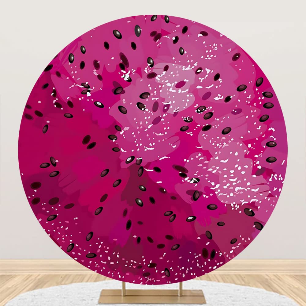 Yeele 6x6ft Polyester Red Dragon Fruit Round Backdrop Cover Summer Tropical Fresh Succulent Fruit Pitaya Photography Background for Kids Birthday
