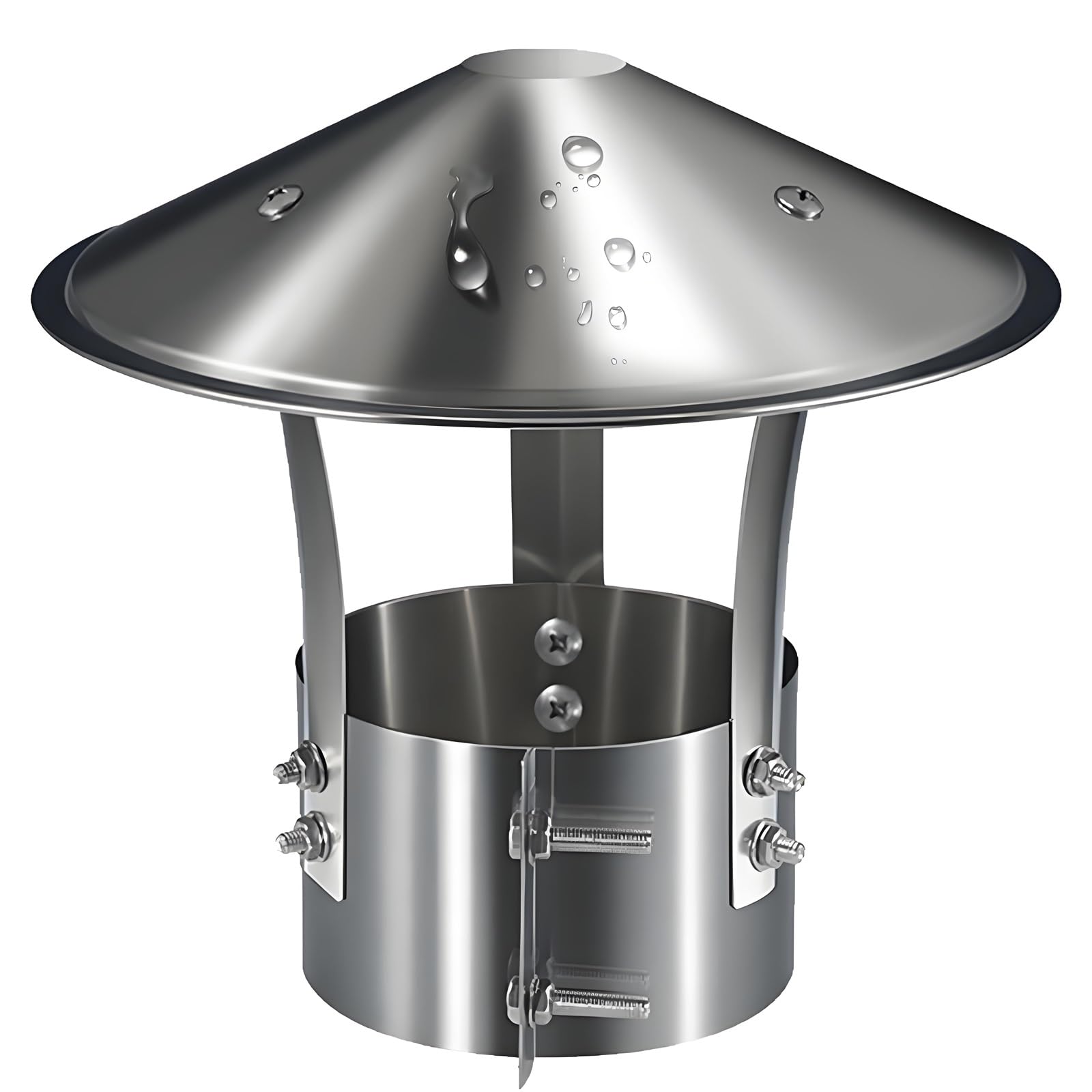 IGNVXMGKP Round Chimney Cap Stove Pipe Cover, 3.5" 4.3" 5.9" 7.5" 8.3" 9.8" 201 Stainless Steel Fireplace Chimney Caps, Outside Protection Weather-Proof Roof Vent Cover(90mm/3.5in)