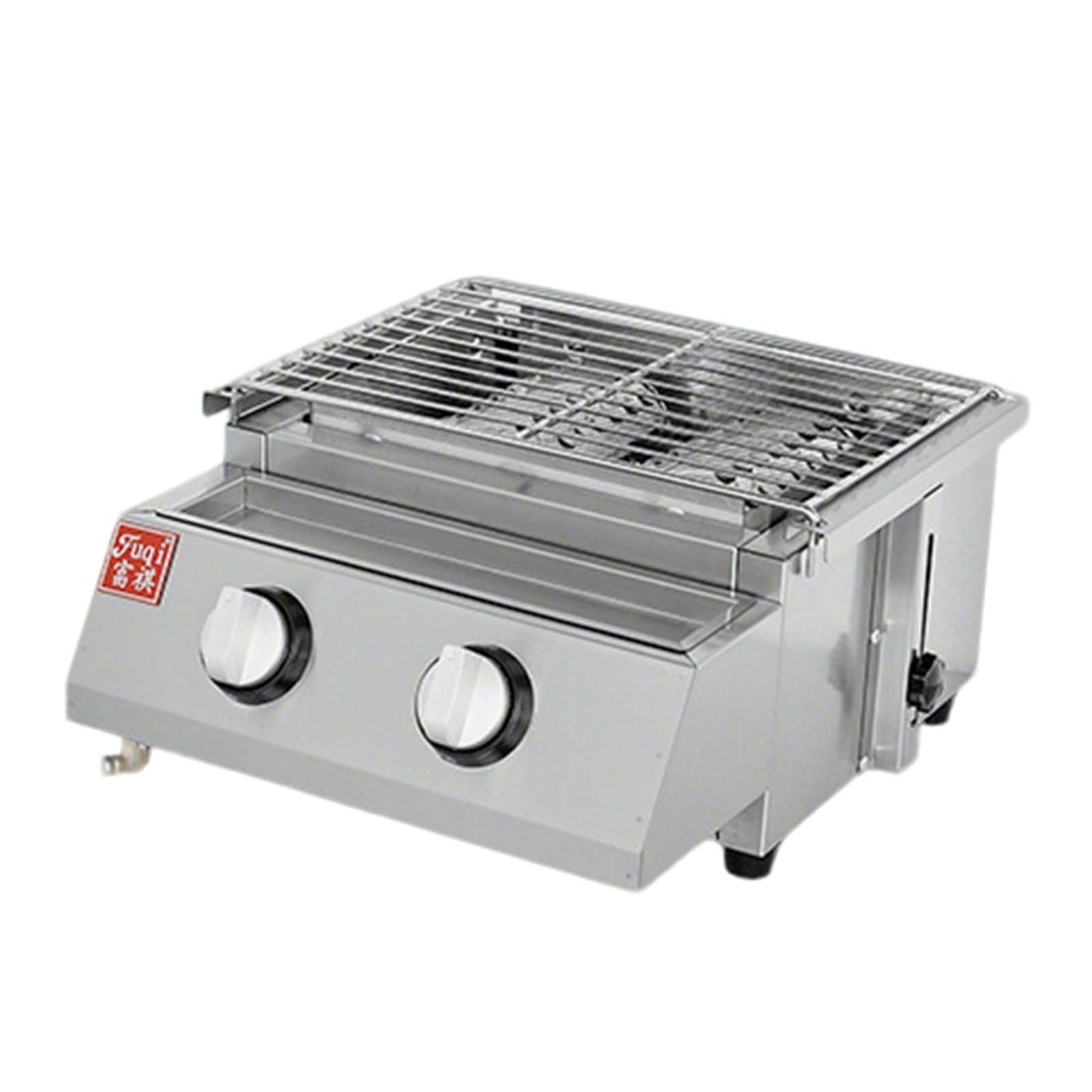 Przenośny grill gazowy, stołowy grill gazowy z płytą grillową z powłoką zapobiegającą przywieraniu, do gotowania na świeżym powietrzu, na kemping, piknik, do ogrodu 2-Burner