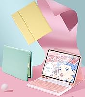 Vista 21 de Funda con teclado para iPad de 6ª y 5ª generación, iPad Pro 9.7, iPad Air 2, iPad Air 1, funda delgada con bonito teclado de color, funda de teclado