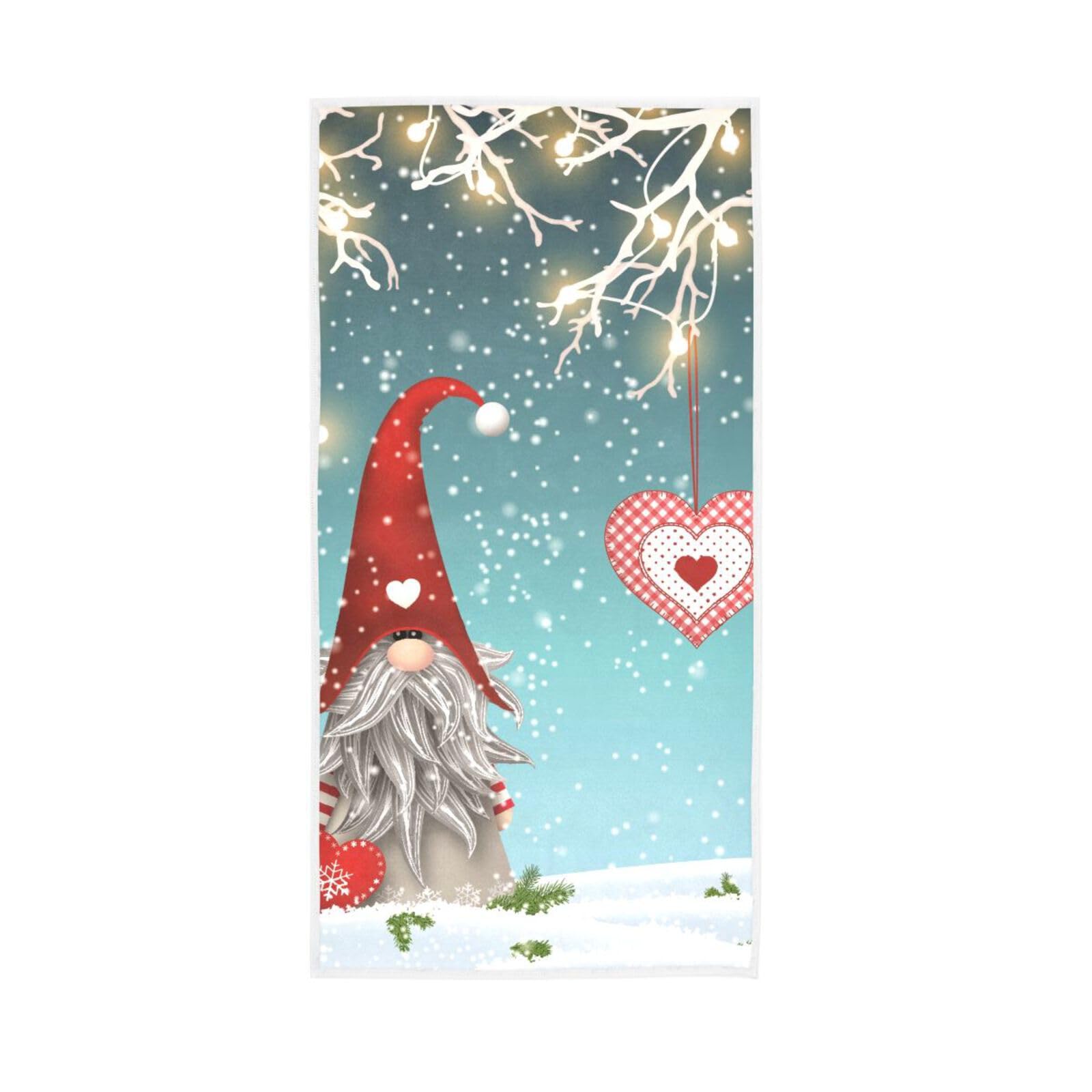 LSRCPD Scandinavian Christmas Gnome Bathroom Hand Towel, 15 x 30 Inch Hand Towels Decorative Soft Hand Towels for Face Guest Hand Towel