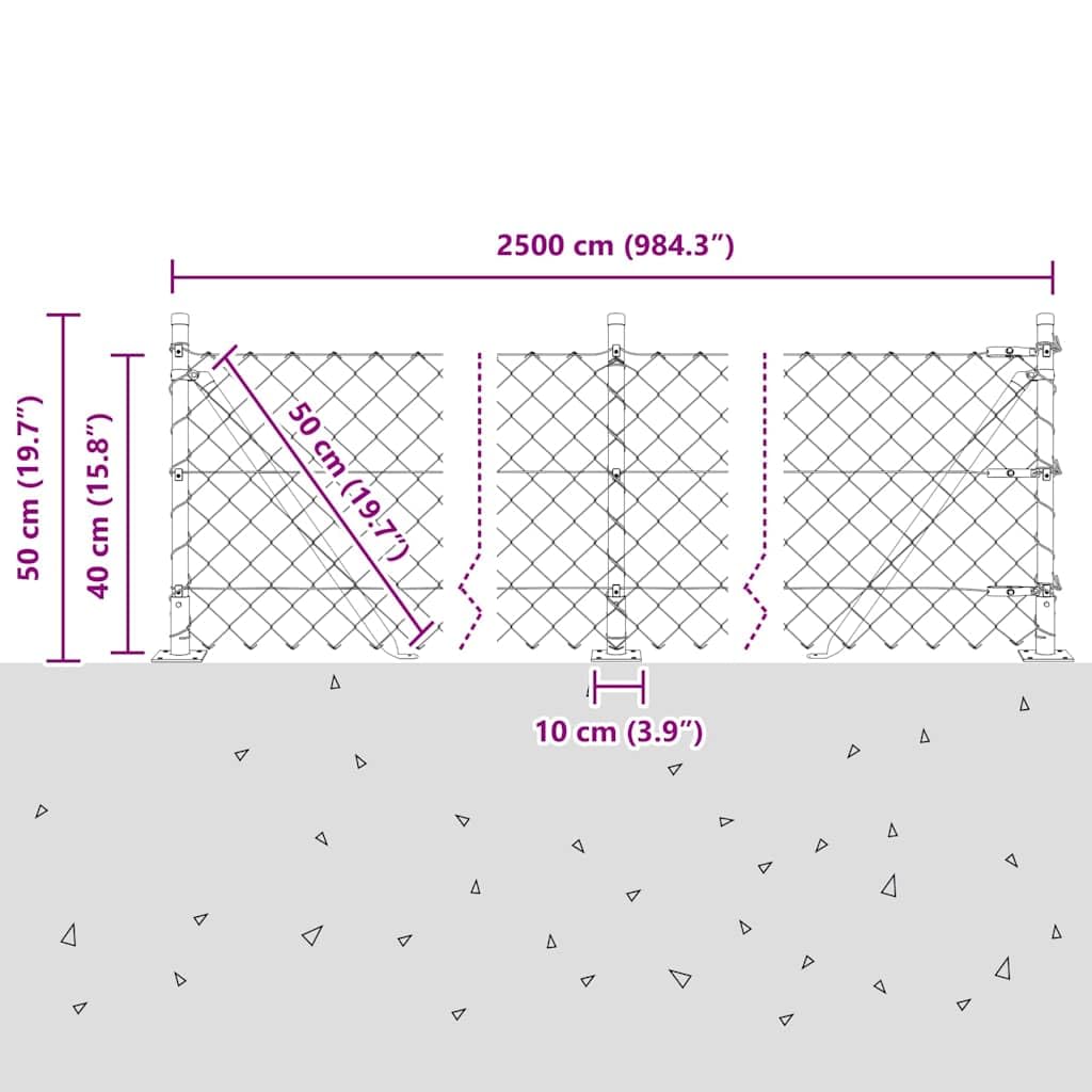 vidaXL Recinzione a maglie con base in cemento 25 x 0,4 m Verde Rete