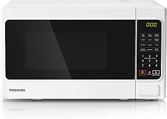 TOSHIBA 20 Liter 800W Digital Solo Small Microwave With 11 Power Levels, One-touch Express Cook with 6 Preset Recipe, Defrost, Digital Display, Perfect for 9'' pizza, Easy Clean, White- MM-EM20P(WH)