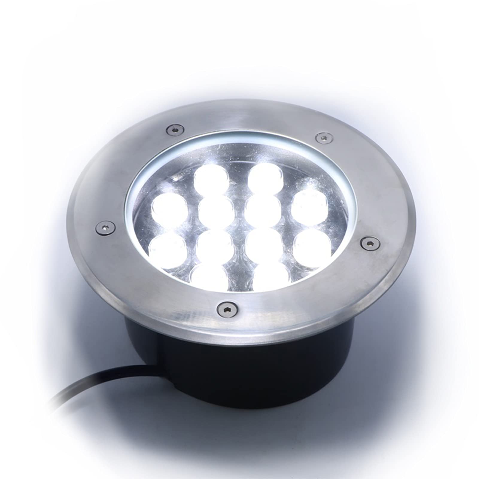 BDSHL Buried Lights 12W Outdoor Ground Light, Recessed Walk Over Round Landscape Lamp IP67 Waterproof, 7 Colors (Color : Green Light, Size : 24v)