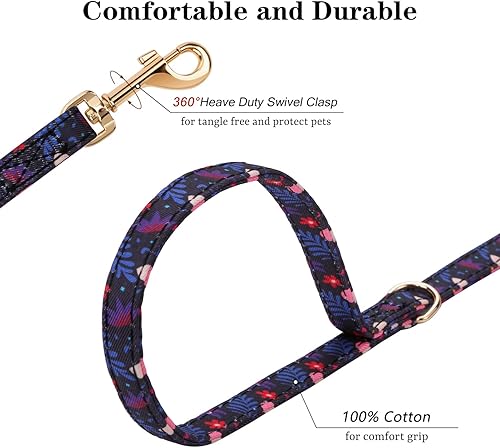 Miniatura 35 de CHEDE No Pull Floral Pattern Dog Harness - Lightweight and Soft, Adjustable Small Dog Harness Set with Leash, Suitable for Puppy to Medium-Sized Dog