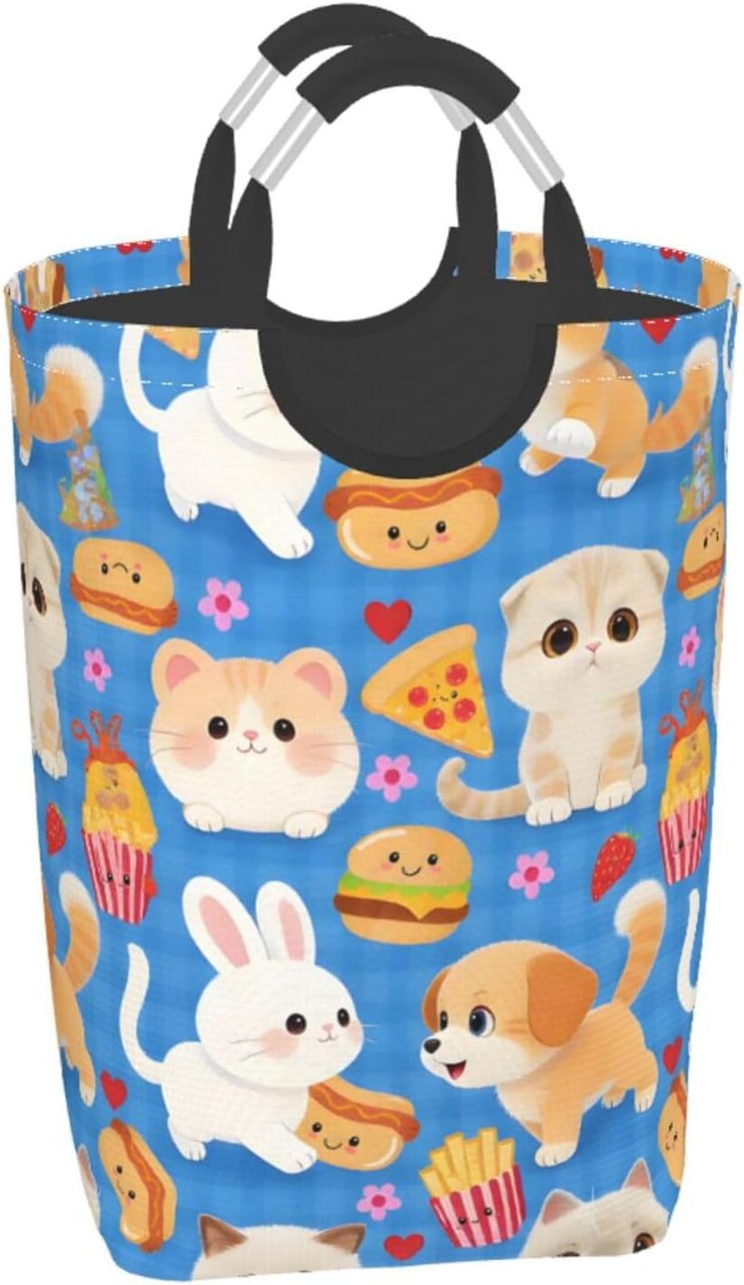 Sweet Critter Picnic Foldable Dirty Laundry Bag, Waterproof Oxford Fabric With Pe Board Base, 50l Capacity For Home & Travel