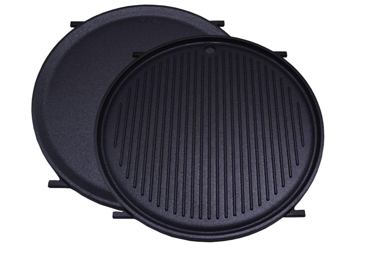 Wendbare Grillplatte Aus Gusseisen – 30,5 Cm Doppelseitig Mit Grillpapier, Für Herd & Grill