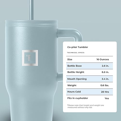 Miniatura 68 de IRON °FLASK Co-Pilot Taza térmica con popote y tapas abatibles, botella con asa para bebidas calientes o frías, a prueba de fugas, para agua o café