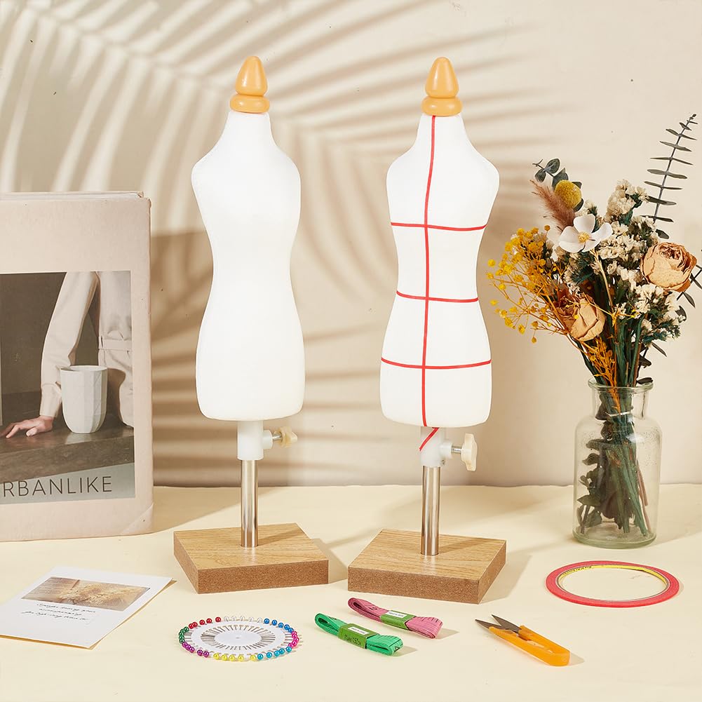 2 manichini da sartoria da donna, misura 1/4, mini bambola da cucito con supporto, regolabile in altezza, per la stanza del fai da te, abbigliamento decorativo, gioielli