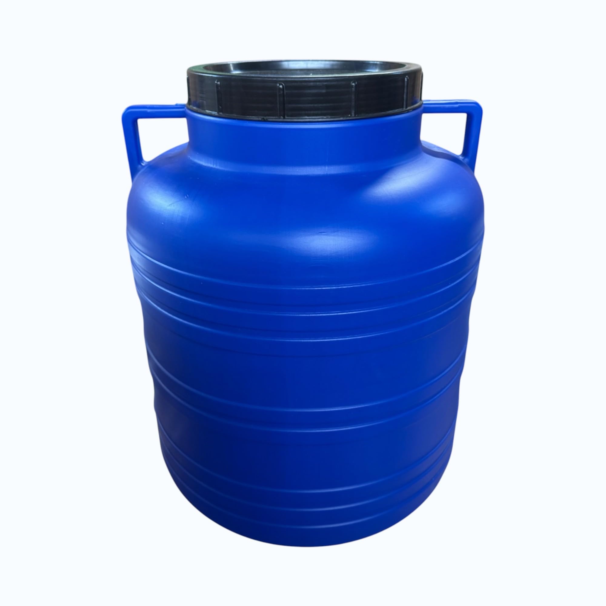 Jordan & Jordan — Fût Plastique Alimentaire 60L PEHD — Ouverture Totale, Couvercle à Visser — Fermentation, Eau, Huiles — Certifié Alimentaire sans BPA