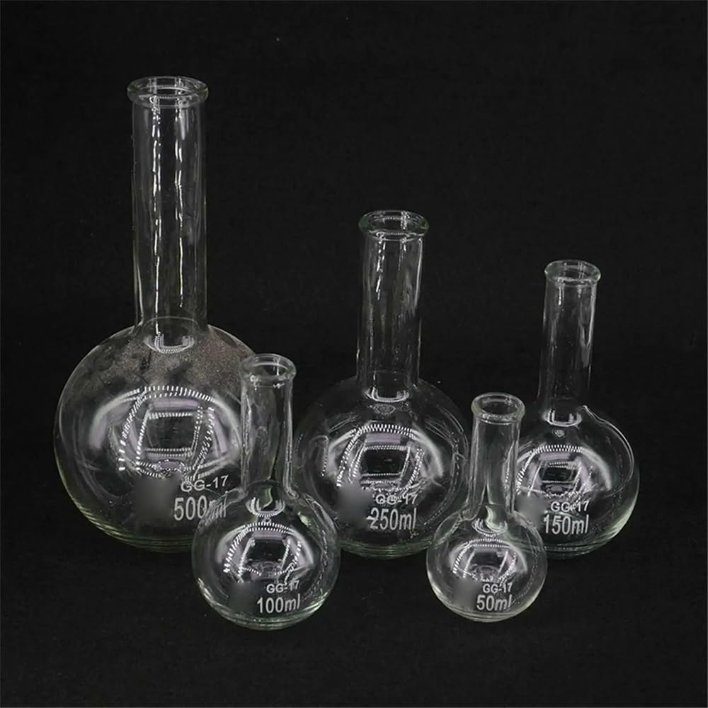 Cristalería de Laboratorio Matraz de fondo plano largo de vidrio borosilicato de 50/100/150/250/500/1000/2000 ml con termoestabilidad(2000ml)