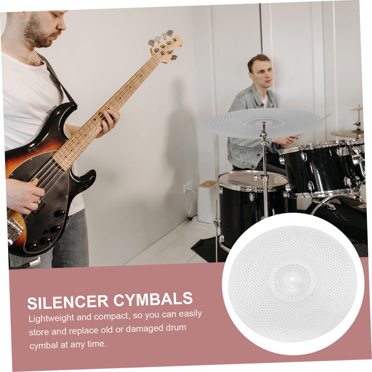 ibasenice Piatti Silenziosi Riduce Vibrazione Continua e Leggeri in Lega Argento per Batteria Accessori per Kit di Batteria Jazz Set 2 Pezzi