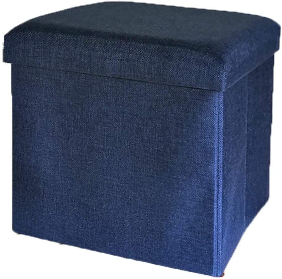 Siège ottoman pliable en lin gris pouf coffre gain de place