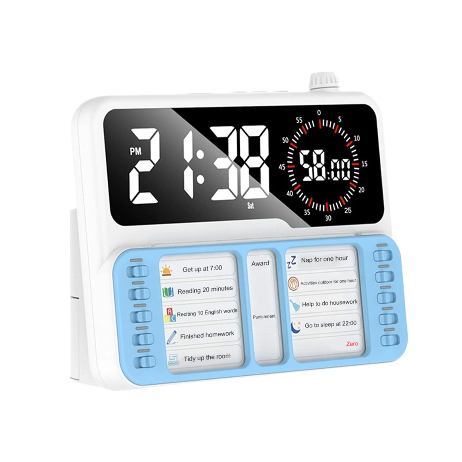 PRITOK Visual Timer for Kids: Mirrored Display Visual Timer, Countdown for Kids, Task Chart Planning Board with Digital Alarm Temperature & Storage, for Home and Classroom Task Planning