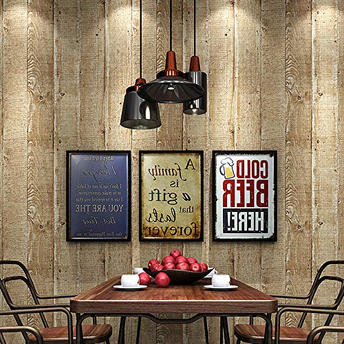 Blooming Wall Vintage Faux Wood Panel Wood Plank Textured Wallpaper Roll Wall Paper,20.8" x 393.7",Wood