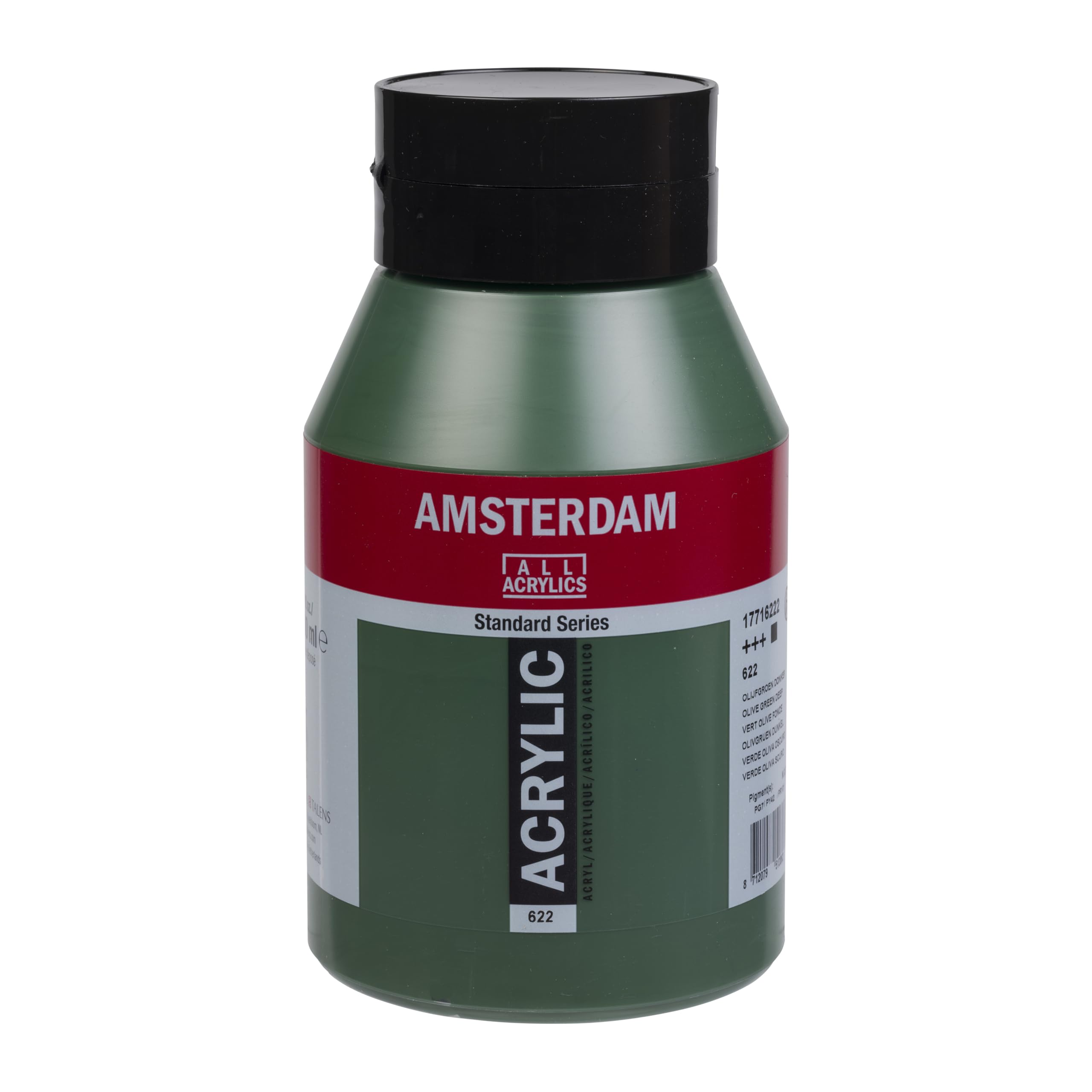 Amsterdam Standard Series Acrylic Paint - Olive Green Deep 622-1000 ml Jar - Lightfast & Durable - Satin Finish