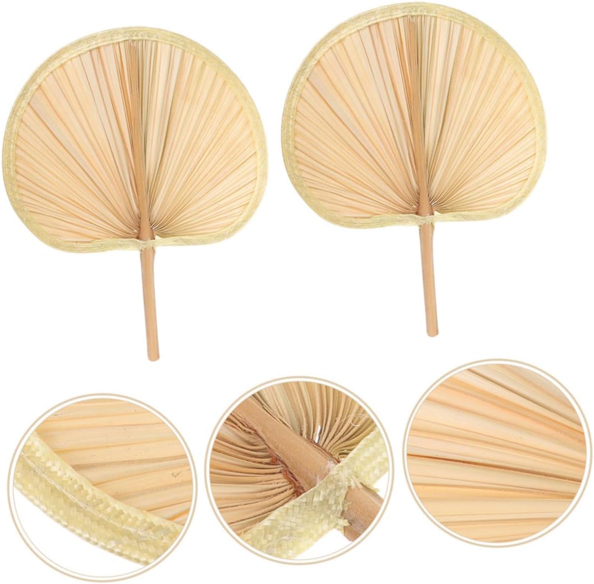 4pcs Handmade Woven Palm Leaf Fan Traditional Ethnic Cooling Fans for Home Decor and Outdoor Events