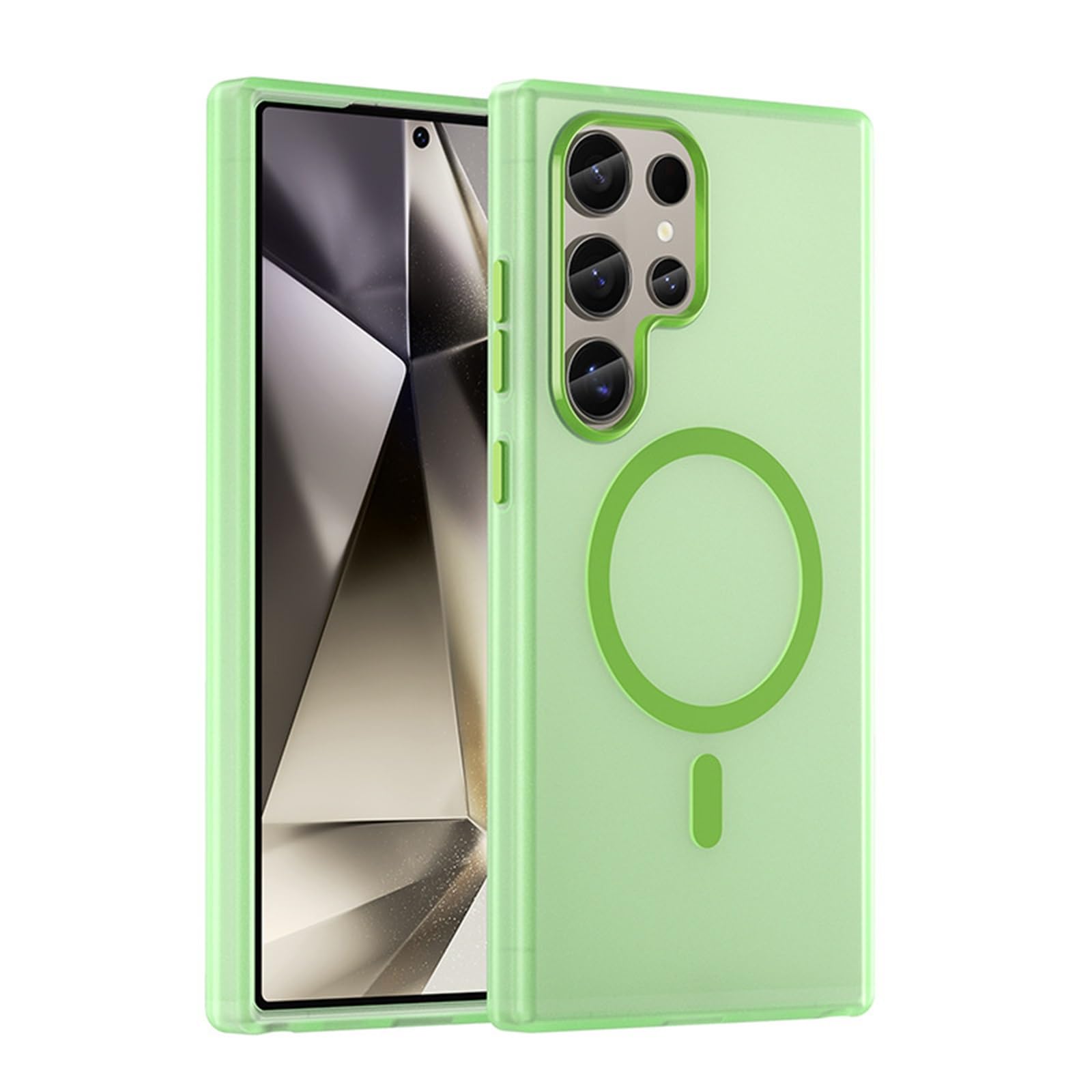 Magnetyczne etui do Samsung Galaxy S25 Ultra/S25 Plus/S25, półprzezroczyste, matowe plecy, wąski krój, odporne na wstrząsy etui ochronne (zielone, S25 Ultra)