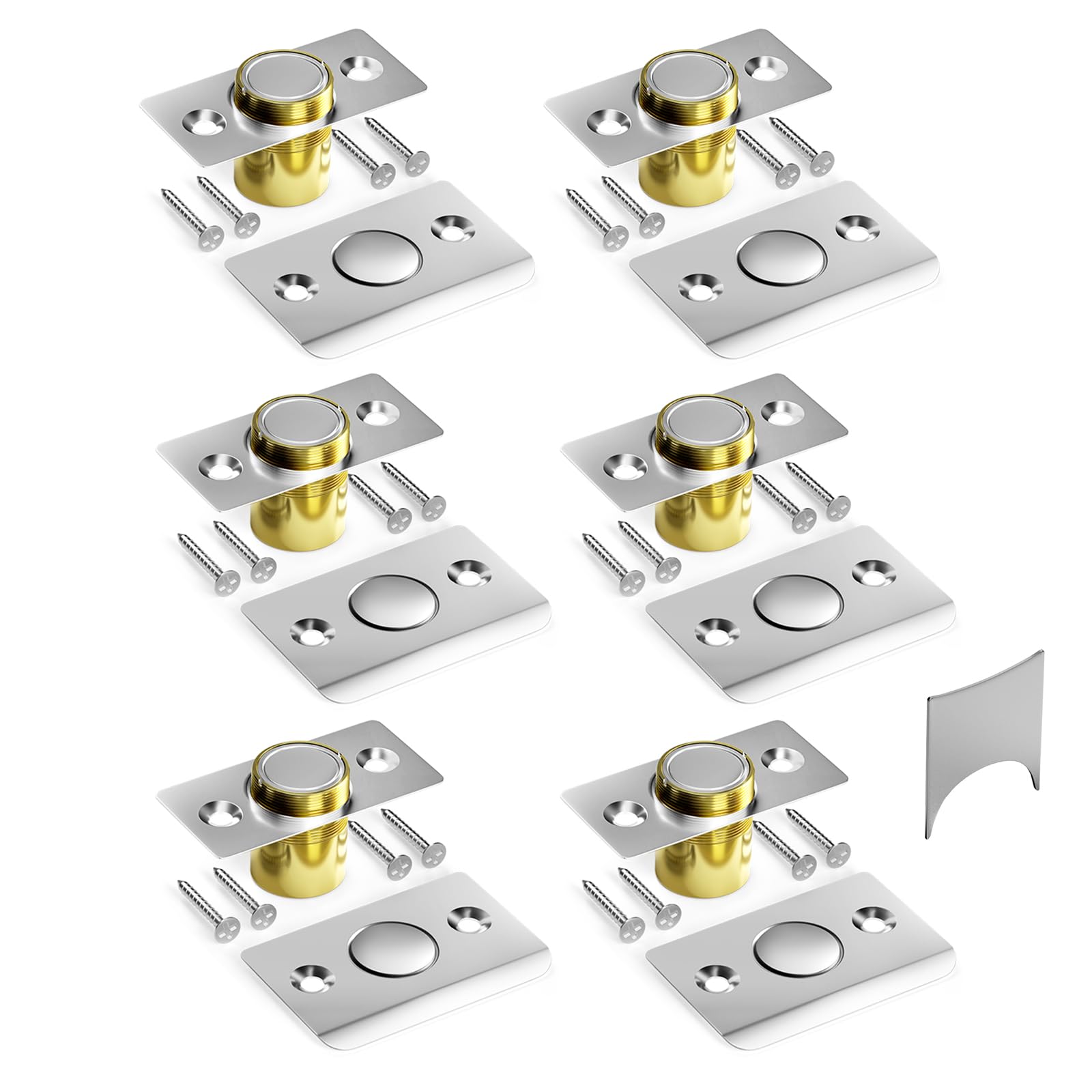 Tonitrui Upgraded Strong Magnetic Door Catch, Replacement for Traditional Door Ball Catch, Quite & Easy to Install, Use for Top of Door, Closet Door, 6 Pack, Silver — image 1