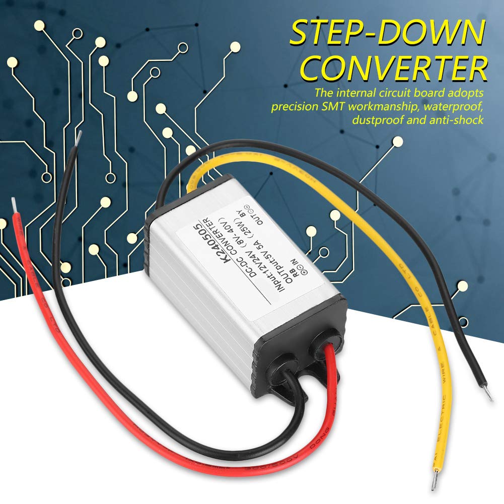 ANKROYU DC-DC 12V/24V to 5V 5A Converter, Step Down Power Supply Module, Step Down Converter, DC-DC Converter for Car Auto Vehicle Motor etc