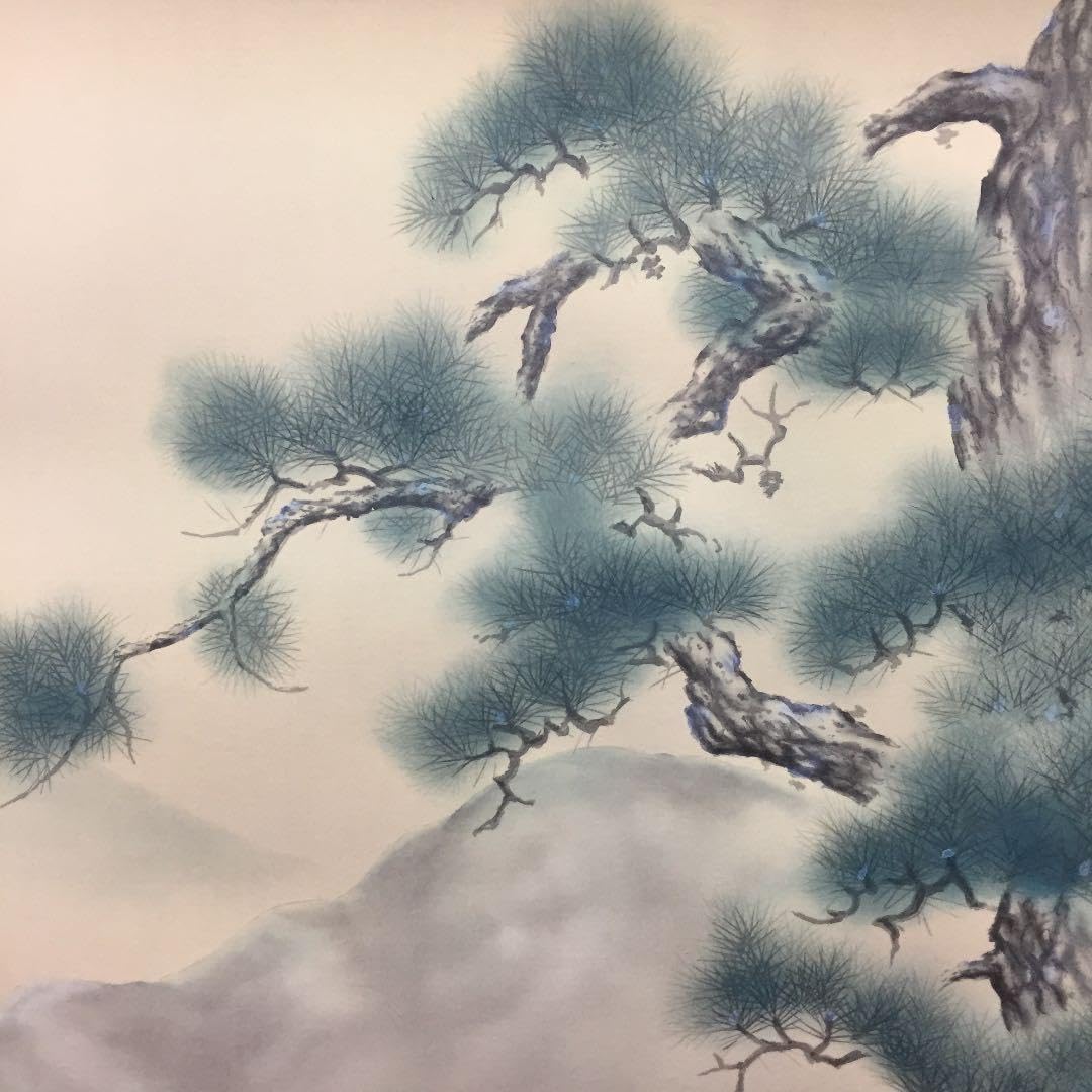 広森耕仁作寿老の杖貴重な掛け軸