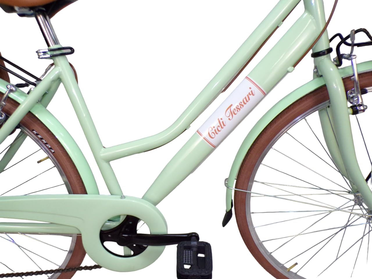 Bicicleta de mujer de ciudad de paseo de 28 pulgadas con cambio vintage retro cesta de mimbre, bolsas laterales