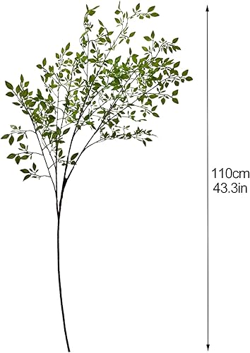 Miniatura 2 de YHNJI Nandina Domestica - 2 ramas artificiales de bambú, 43.3 pulgadas, ramas de vegetación sintética, tallos de plantas verdes falsas para el