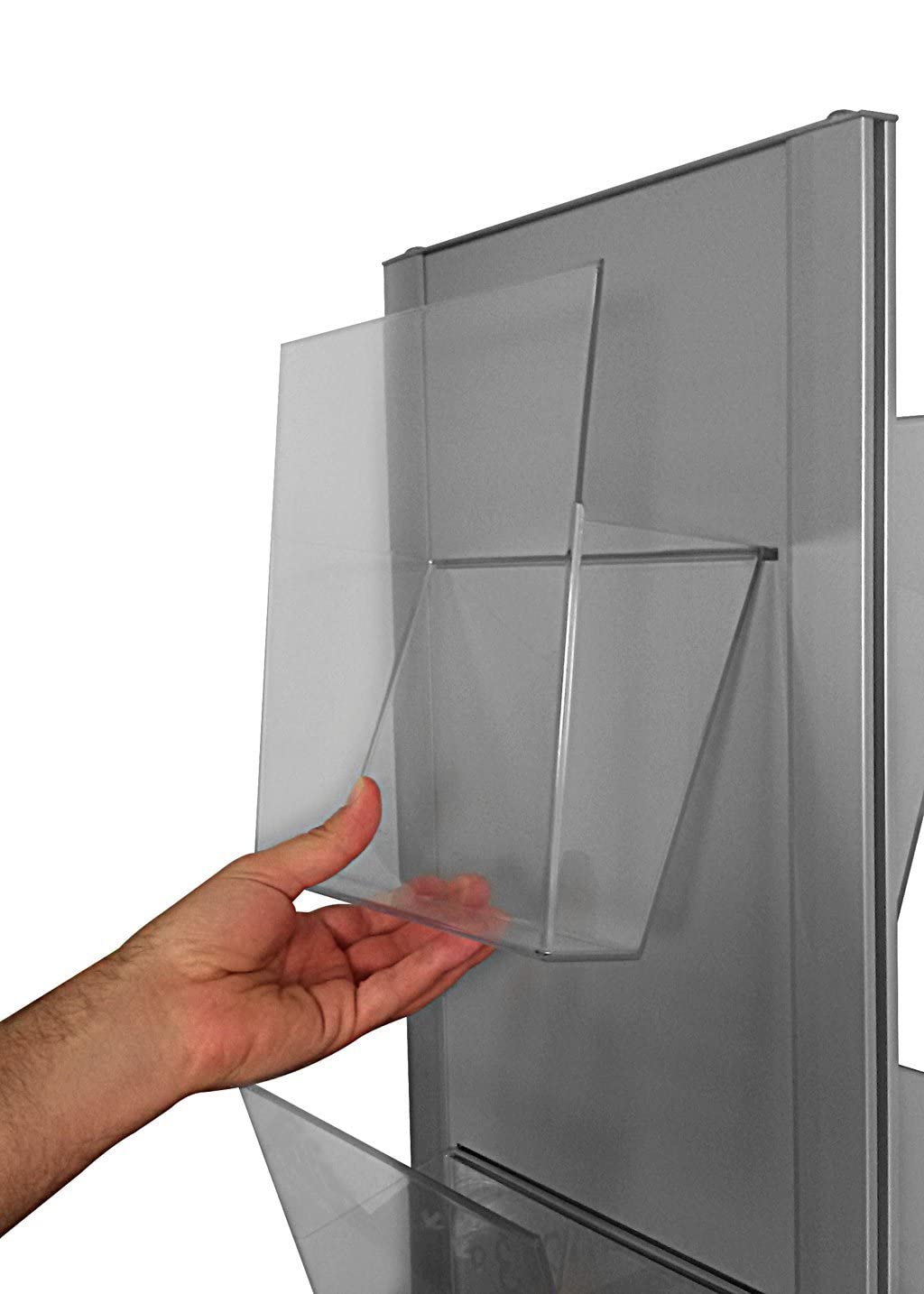 PORTA DEPLIANT FORMATO FOGLIO A4 DA PARETE MURO ESPOSITORE PUBBLICITARIO META003